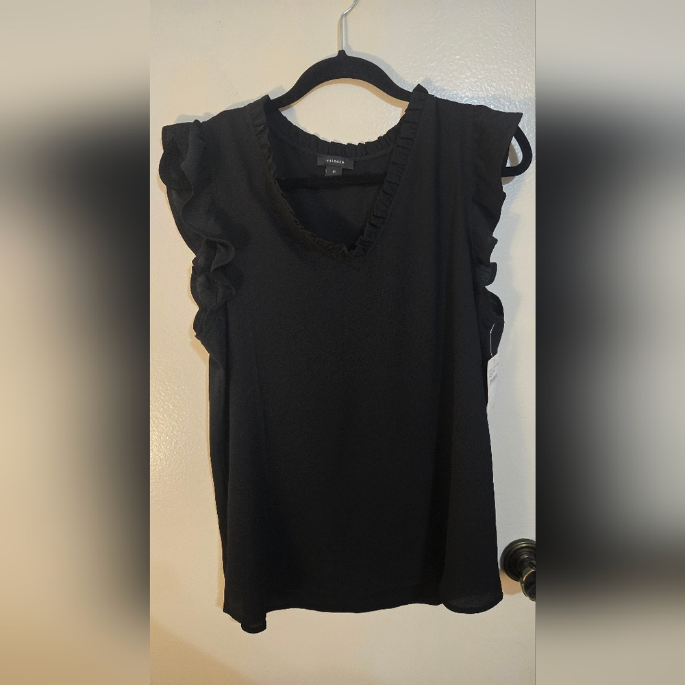 Nordstrom Elegant Black Ruffle Blouse